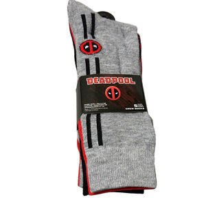 Marvel Deadpool 5 Pairs of Crew Socks NWT